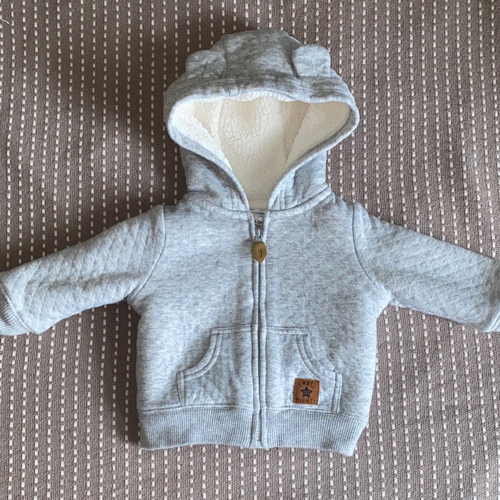 Quilted Baby Hooded Jacket with Sherpa Lining